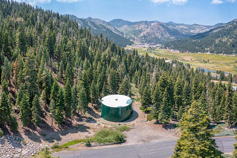 overhead view of water tower